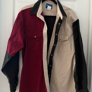 Two-Tone Red and Beige Men's Jacket
